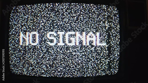 Old television screen with no signal static noise vintage analog broadcast monitor glitch