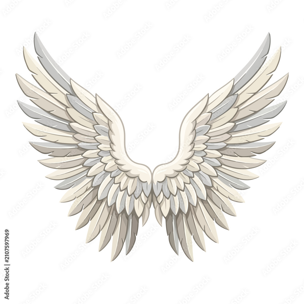 Obraz premium Elegant Angel Wings Illustration with Detailed Feathers 1.
