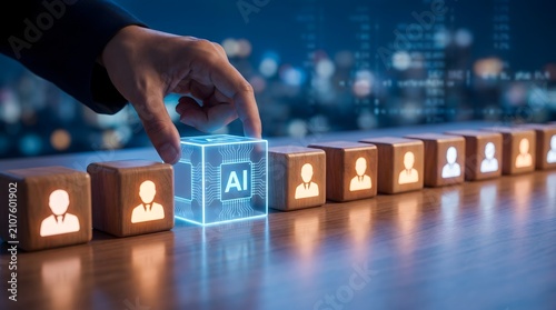 Automation of Workforce Concept with AI Replacing Humans
