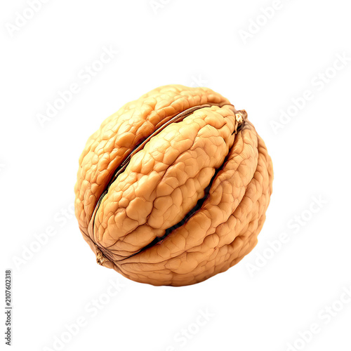 Single raw walnut nut as transparent cutout