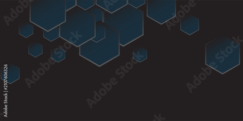 Konstfotografi Premium abstract vector background featuring layered 3D hexagon shapes overlapping on the right side over a dark backdrop