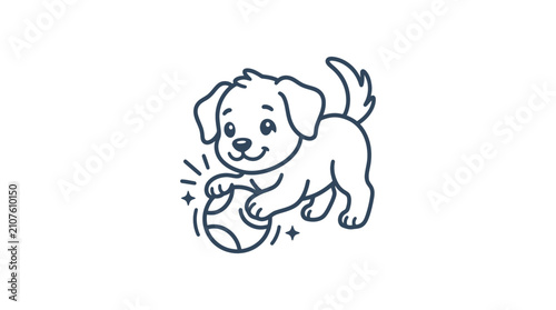 Fotografie Cute dog playing with ball.