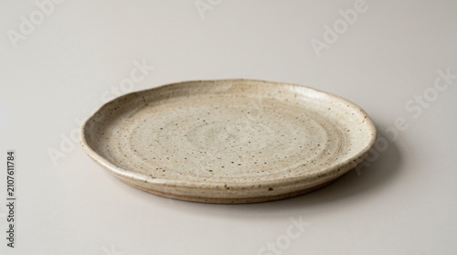 Handmade ceramic plate rustic beige stoneware dinnerware for modern table settings