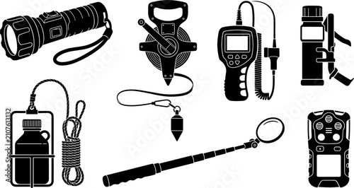Cuadro en lienzo Environmental Testing and Field Inspection Equipment Vector Icon Set Featuring G
