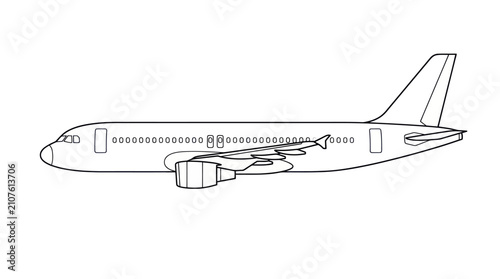 Side profile outline of a commercial passenger jet airplane
