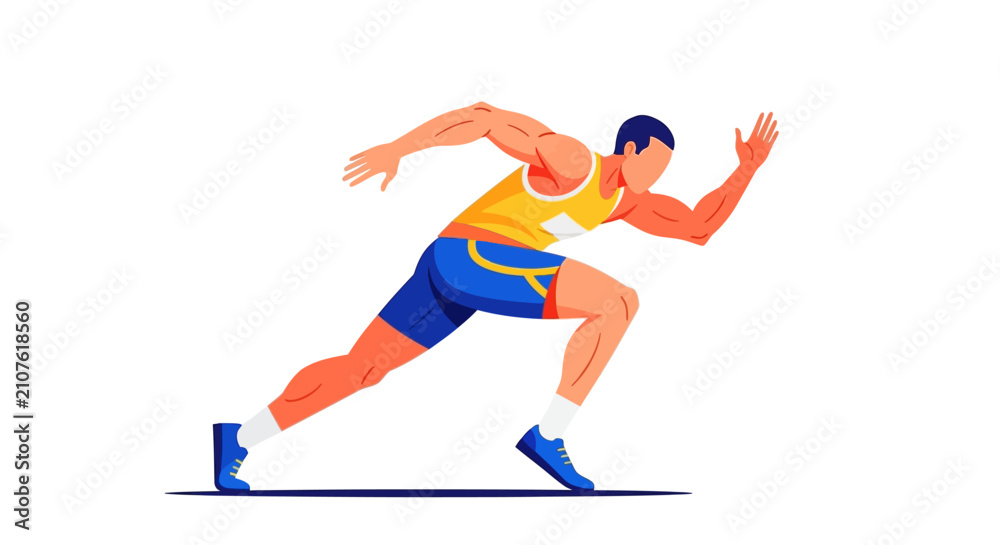 Obraz premium Athlete Running Fast Sprinting Motion Sport Illustration.