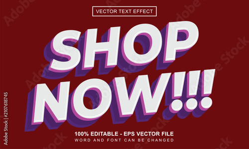 Shop now editable text effect