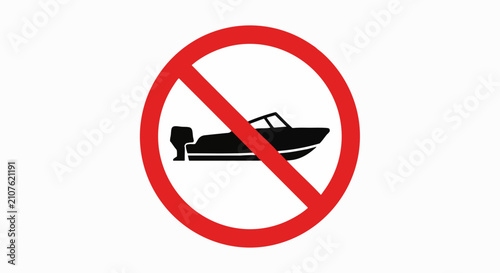 No Motorboats Prohibited Sign Icon Isolated on White Background