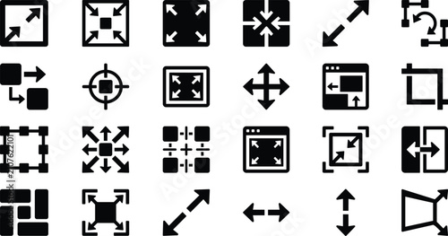 Bild auf Leinwand Resize and Scale Icons Collection with Transform Arrows Vector Set