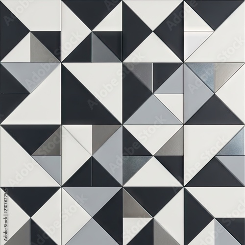 Geometric abstract pattern with shades of gray white and black
