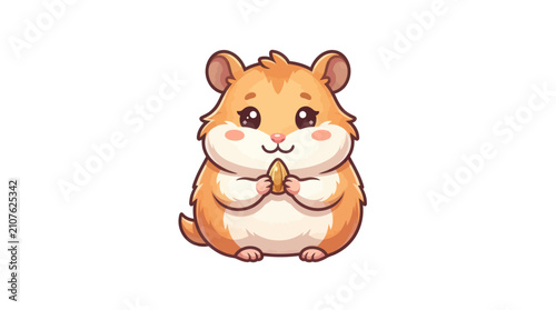 Slika na platnu Cute Orange Hamster with Hands Together.