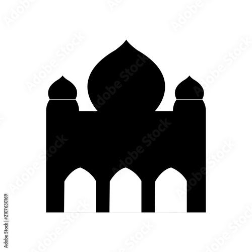 Islamic Mosque Building with Three Domes Silhouette Icon