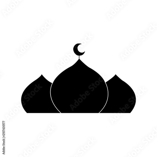 Three Islamic Mosque Domes with Crescent Silhouette Icon