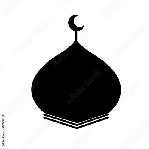 Large Islamic Mosque Dome with Crescent Moon Silhouette Icon