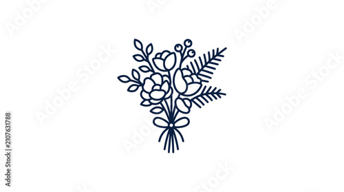 Bouquet of flowers with leaves drawing.