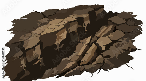 Konstfotografi Cracked soil terrain vector illustration showing earth surface rupture ground br