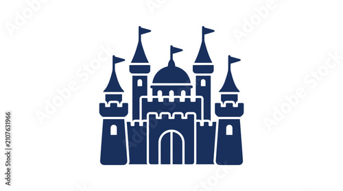 Φωτογραφία Dark Blue Castle Icon Illustration.