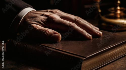 Hand Resting on Book Swearing Oath