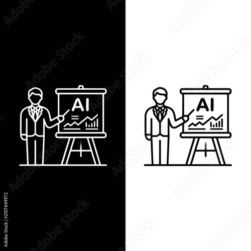 Принти на полотні A solitary figure contemplates the colossal scale of Artificial Intelligence, sy