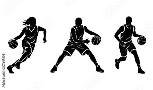 Tableau sur toile Basketball Player Dribble Action Silhouette Collection