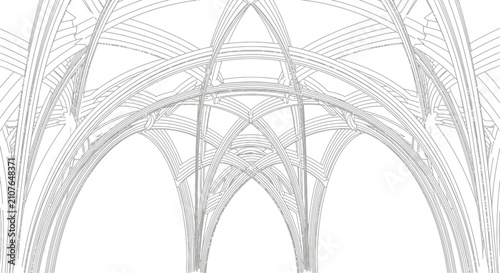 Gothic Archway Structure Blueprint - Architectural Drawing