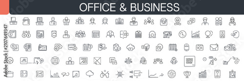 Office and Business Icons Collection with Finance and Technology Symbols vector illustration