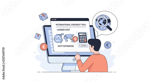 Online international checkout tool with duty estimator and global shipping