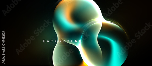 Fotografie Abstract fluid shapes, vibrant colors, dark background