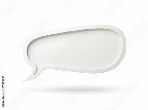 3d render of a white speech bubble isolated on white background