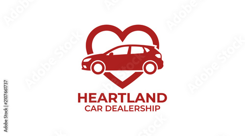 Car dealership logo with a heart and car silhouette.