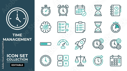 Time Management Icon Set Collection Editable