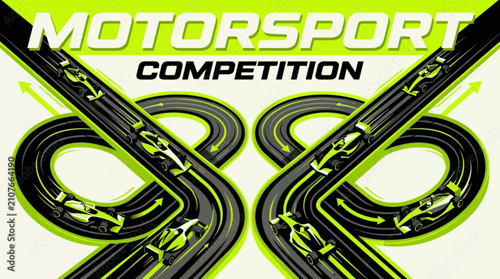 Obraz premium Motorsport Competition Dynamic Racing Cars Speeding On Track