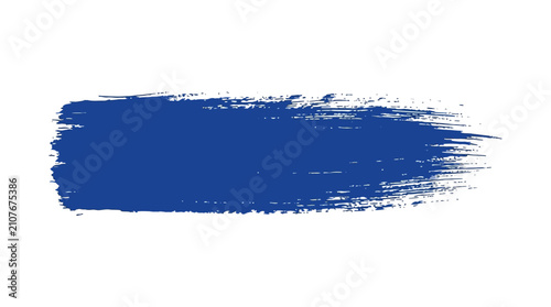 Blue brushstroke paint smear with textured acrylic bristles in hand-drawn vector style for artistic graphic design and creative branding