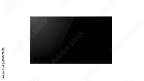 Modern flat screen television with a blank black display isolated on transparent background