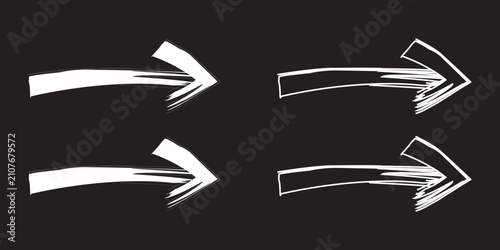 Hand Drawn Brush Arrow Vector Set - Grunge Paint Stroke Direction Arrows Collection, Sketch Navigation Icons Isolated.