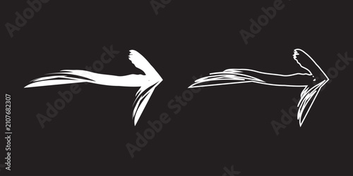 Hand Drawn Brush Arrow Vector Set - Grunge Paint Stroke Direction Arrows Collection, Sketch Navigation Icons Isolated.