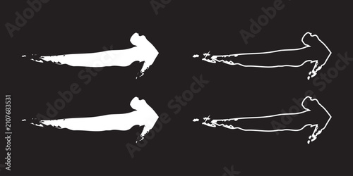 Hand Drawn Brush Arrow Vector Set - Grunge Paint Stroke Direction Arrows Collection, Sketch Navigation Icons Isolated.