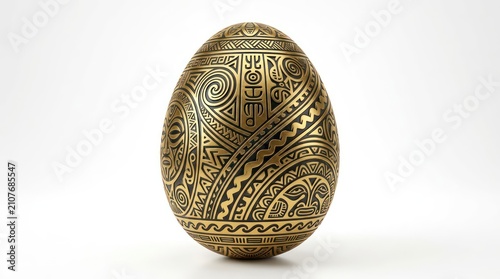 Golden egg with intricate black tribal patterns