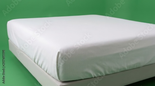 Close up of a white fitted sheet on a mattress corner