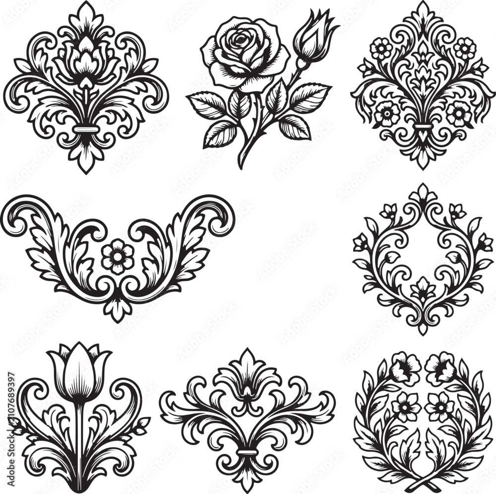Fototapeta premium vector set of floral elements