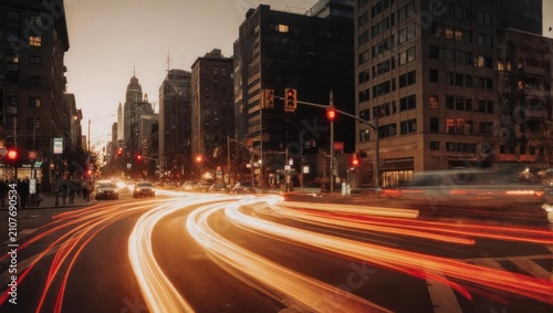 City Lights - A Time-Lapse View of Urban Traffic at Dusk.