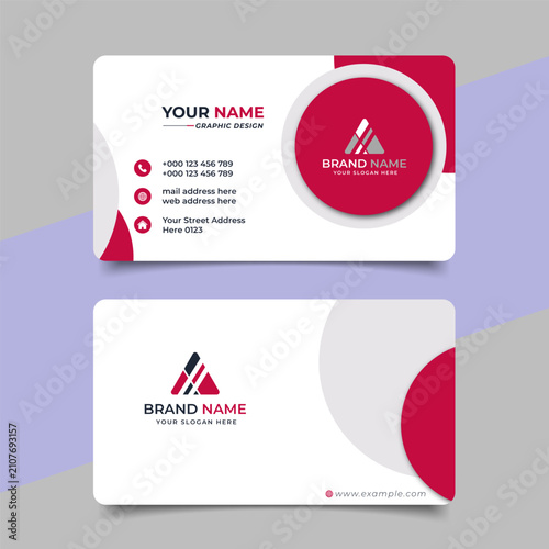 Red modern creative business card and name card horizontal simple clean template vector design