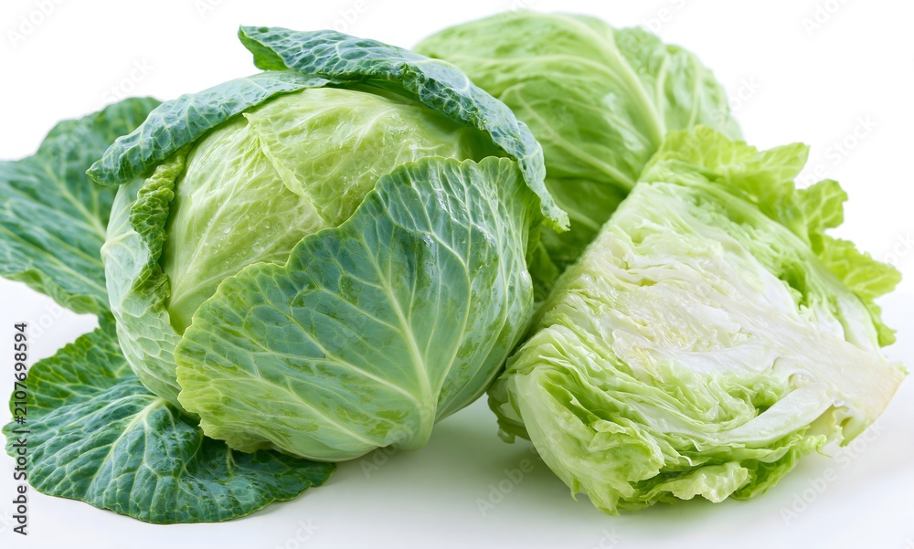 Fototapeta premium Young cabbage leaves with light coloration