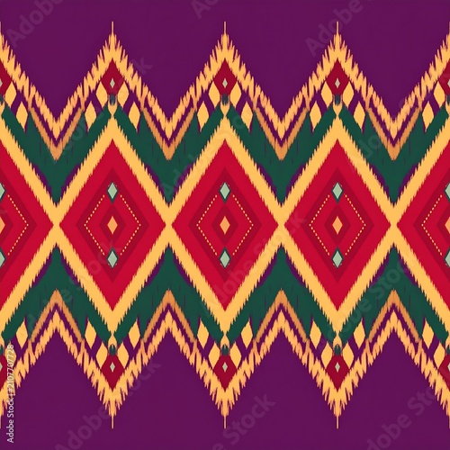 Bohemian Christmas ikat seamless pattern with geometric tribal ornaments