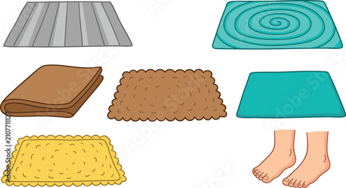 Canvastavla Floor Mat and Rug Icon Set Featuring Bathroom Bathmats Shaggy Doormats Microfibe