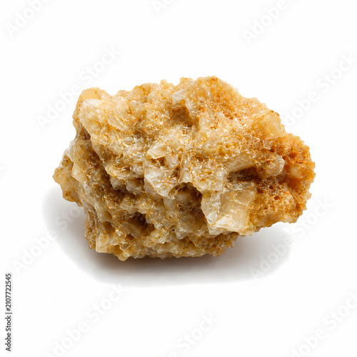 Studio shot of calcium oxalate renal stone crystal specimen isolated on white background