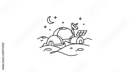 Obraz na płótnie Lunar Colony Outpost Moon Landscape Spaceship Technology Moon Surface