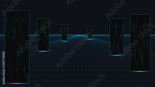 Fotografija Monolithic Server Perspective Array Cyber Background