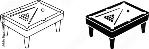 Pool table game set with cue vector illustration