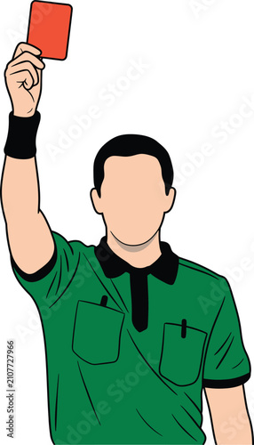 Referee showing red penalty card vector illustration